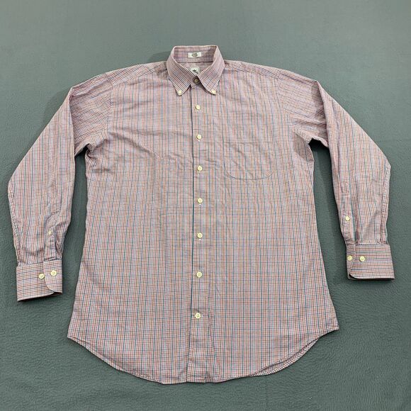 Peter Millar Button Down Shirt Mens Medium Cotton Tattersall Plaid Long Sleeve - Picture 1 of 16
